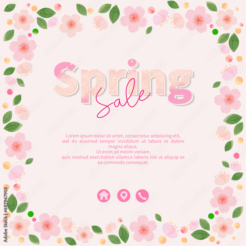 Pink themed spring sale with cherry blossoms