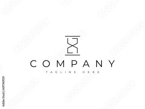 Minimalist hourglass line logo design