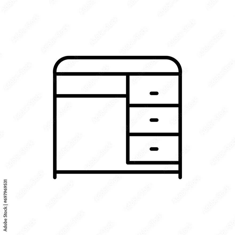 Desk outline icons, furniture vector illustration ,simple transparent graphic element .Isolated on white background