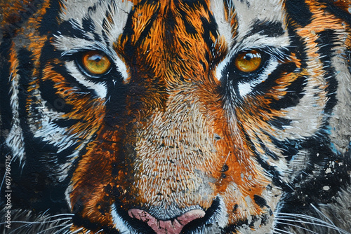 wall painting depicting a tiger photo