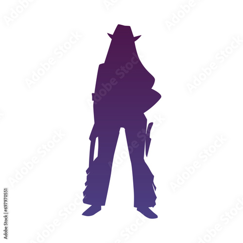 Silhouette of cowgirl or western horsewoman, flat vector illustration isolated.