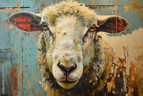 wall painting depicting a sheep photo