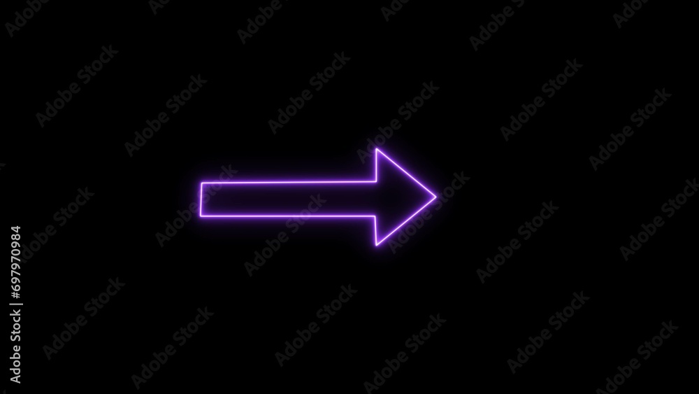 Purple neon light directional arrow line and signal icon Illustration. Black background 4k Illustration. Purple neon light directional arrow line and signal icon Illustration. Black background 4k Illustration.
