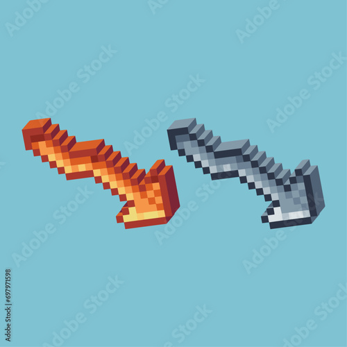 Isometric Pixel art 3d of graph down icon for items asset. graph down icon on pixelated style.8bits perfect for game asset or design asset element for your game design asset.