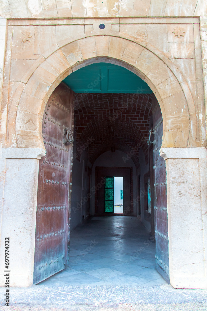 Arabesque Door of an Ancient Arabesque-Style House in Zaghouan, Tunisia