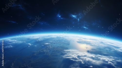 Earth planet shot on outer space with deep sky background. AI generated image