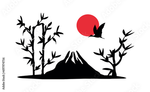 asian landscape vector silhouette. eps 10