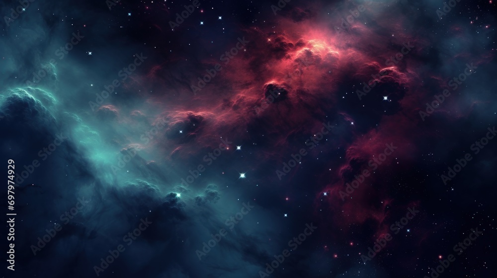 Scenery fantasy Nebula in deep space with stars dramatic background. AI generated image