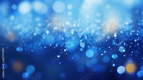 Abstract Blue lights glitters Defocused blurry bokeh background