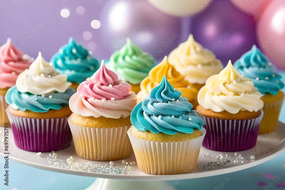 Beautifully decorated cupcakes. Generative AI Beautifully decorated cupcakes. Generative AI