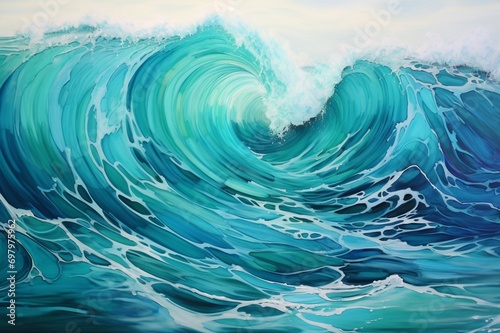 Neon-infused teal waves pulsating with energy  painting a vibrant spectacle on the canvas of obscurity