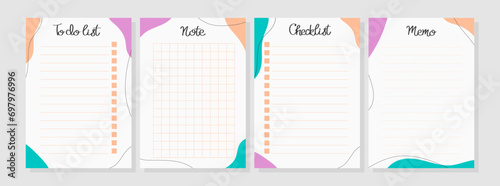 Set of sheets with pattern in trendy color of the 2024 peach fuzz. To do list, note, memo, checklist. Vector illustration for agenda, planners, notebooks, cards and other stationery. Layout A5