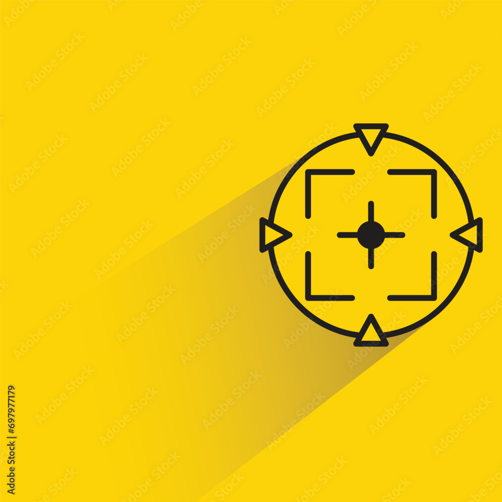 crosshair symbol with shadow on yellow background crosshair symbol with shadow on yellow background
