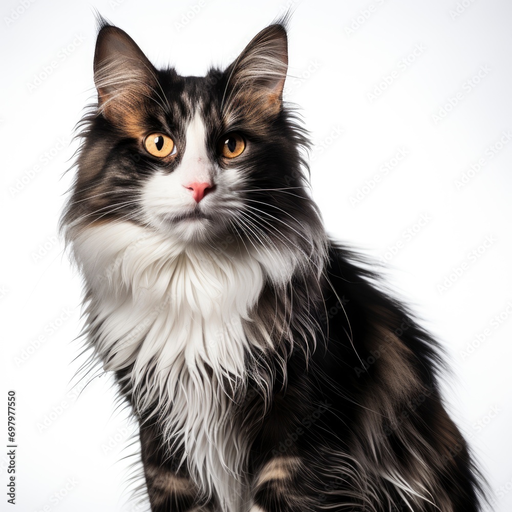 Black White Crossbreed Cat Standing Isolated On White Background, Illustrations Images Black White Crossbreed Cat Standing Isolated On White Background, Illustrations Images