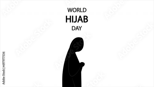 Hijab Day World girl, art video illustration. photo
