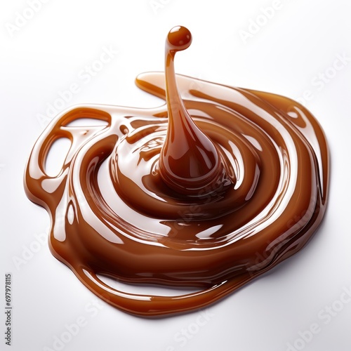Chocolate Syrup Drizzle On White Background, Illustrations Images