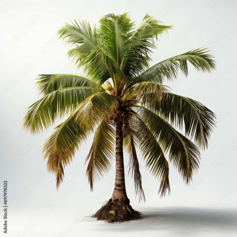 Obraz premium Coconut Palm Tree On White Background, Illustrations Images
