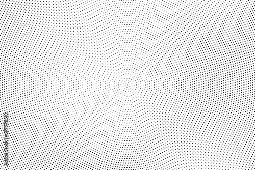 Abstract halftone wave dotted background. Futuristic twisted grunge pattern. Dot, circles. Vector modern optical pop art texture for posters, business cards, cover, labels mock-up, stickers layout