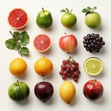 Collection Fresh Fruits Vegetables On White Background, Illustrations Images