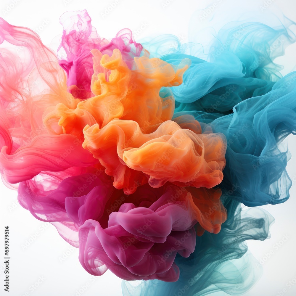 Fototapeta premium Colorful Smoke On White Background, Illustrations Images