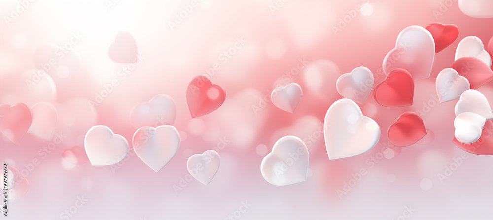 Abstract Valentine s day background with hearts, in the style of light pink and white