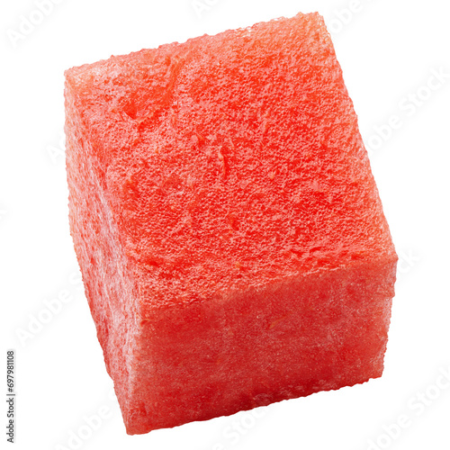 Watermelon cube isolated on white background, full depth of field