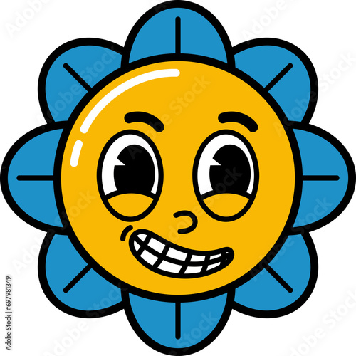 Groovy flower character illustration