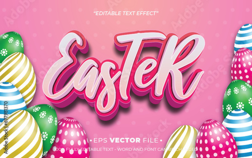 Easter text effect editable vector