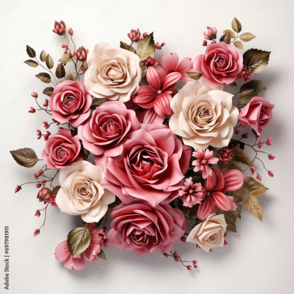 Framework Roses On White Background, Illustrations Images Framework Roses On White Background, Illustrations Images