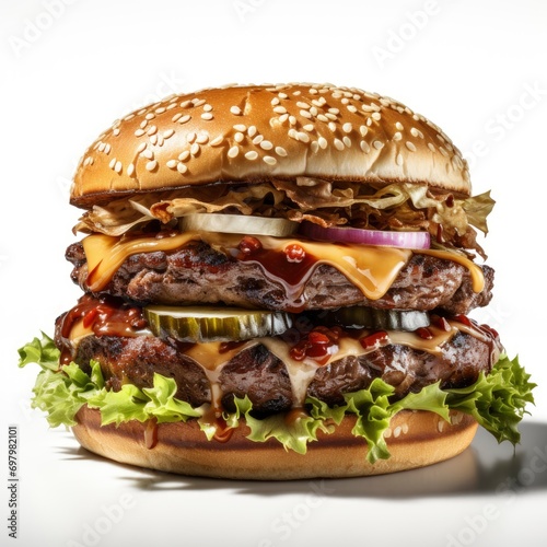 Freshly Grilled Burger Meat On White Background, Illustrations Images © HKTArt4U