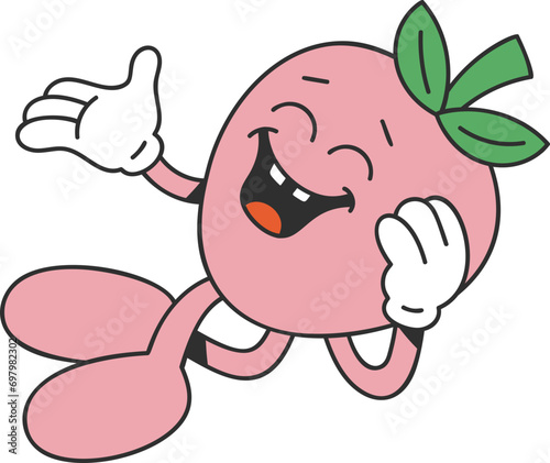 Groovy strawberry character illustration