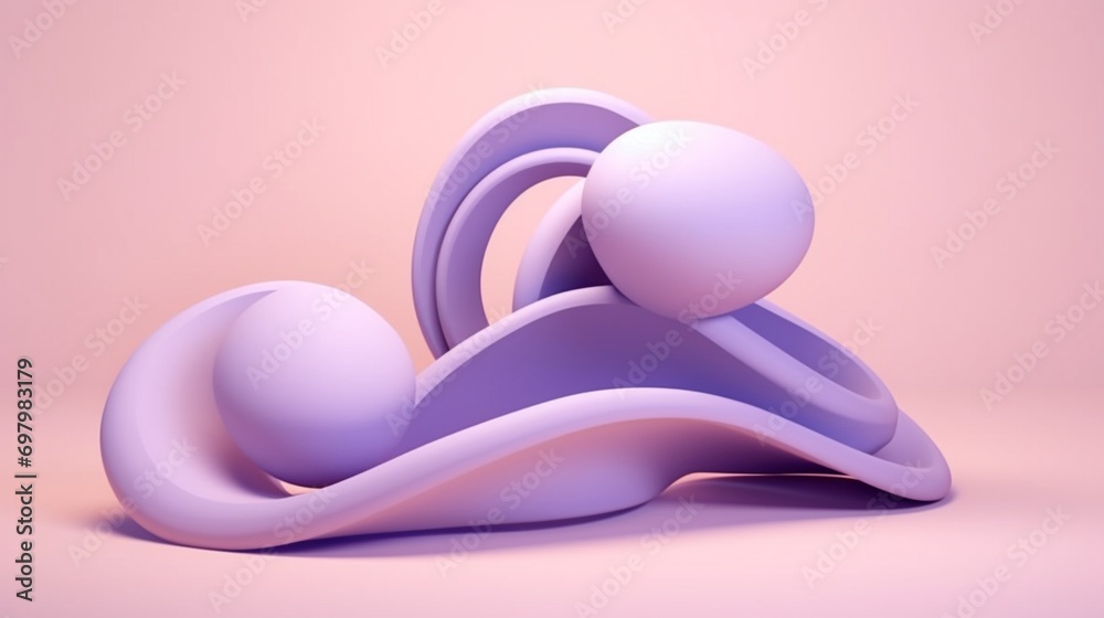 Playful shapes converging to form a dynamic logo on a pastel lavender surface.