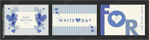 ホワイトデーテンプレートセット　フレーム　背景　ハート　3月14日　ベクターイラスト　おしゃれ