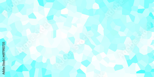 light blue Broken quartz stained Glass Background with White lines. Voronoi diagram background. Seamless pattern with 3d shapes vector Vintage background. Geometric Retro tiles pattern 