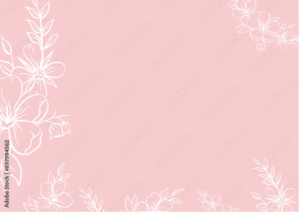 Romantic white flowers on pink background