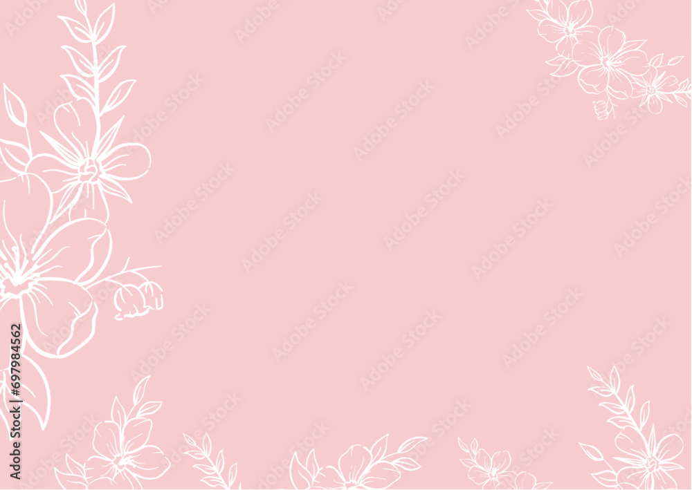 Romantic white flowers on pink background Romantic white flowers on pink background