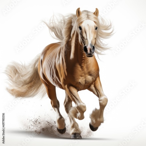 Palomino Horse Long Mane Run Free On White Background  Illustrations Images