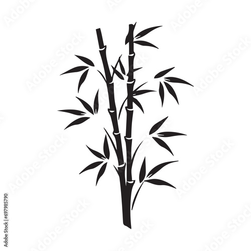 Bamboo leaves icon over white background  silhouette style  vector illustration