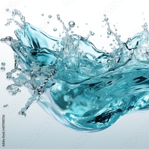 Turquoise Water Splash Isolated On White On White Background, Illustrations Images