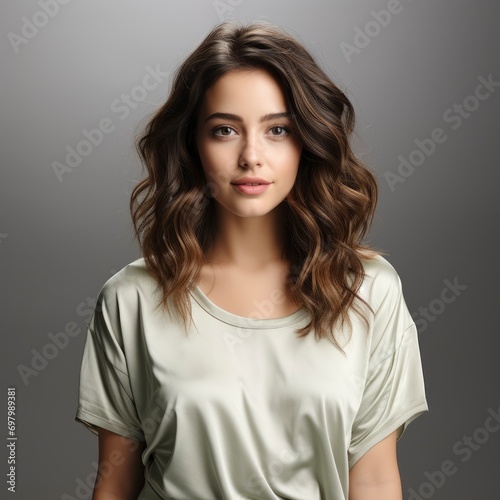 Young Beautiful Brunette Woman Wearing Casual On White Background, Illustrations Images