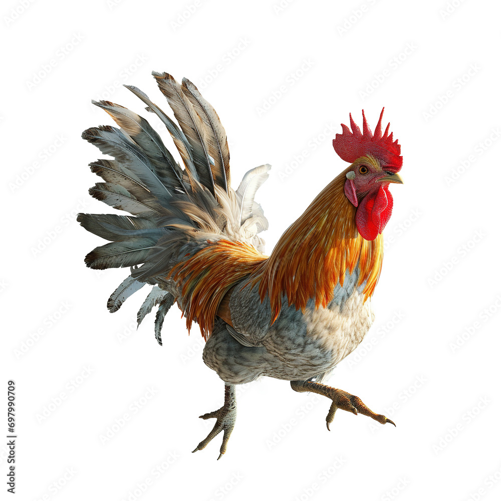 Fototapeta premium flying chicken isolated on background.