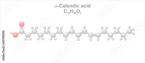 Simplified scheme of the molecule. Omega-6 fatty acid. Occurs in Calendula officinalis.