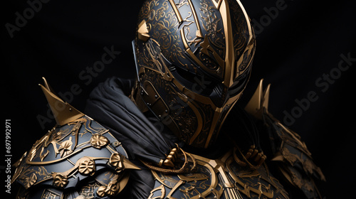 A noble knight stands tall, adorned in his shining armor, a powerful cuirass protecting his chest as he prepares for battle