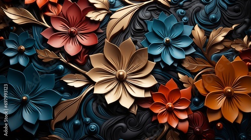 Vibrant petals burst with artistic expression, as a delicate plant takes center stage in this captivating floral close-up