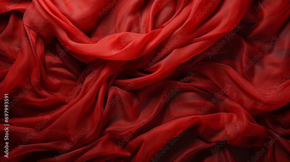 A smooth, red silk fabric draped gracefully over a surface, exuding elegance and a luxurious feel A smooth, red silk fabric draped gracefully over a surface, exuding elegance and a luxurious feel