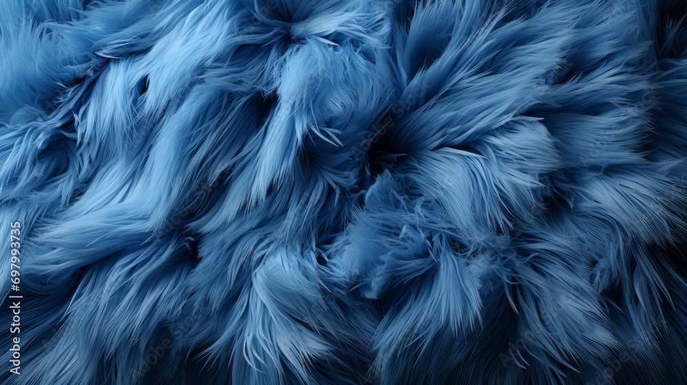 Obraz premium A close-up of a deep blue feather, beautifully arranged in a fan-like pattern. Soft and fluffy, it showcases nature's delicate design and mesmerizing color