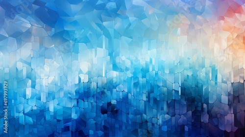 Vibrant abstract background with geometric shapes and lines in blues, oranges, purples, and pinks. Modern and dynamic, featuring triangles, rectangles, and diagonal lines