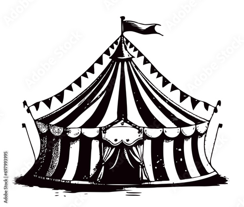 Circus vintage sketch hand drawn doodle style Holiday illustration