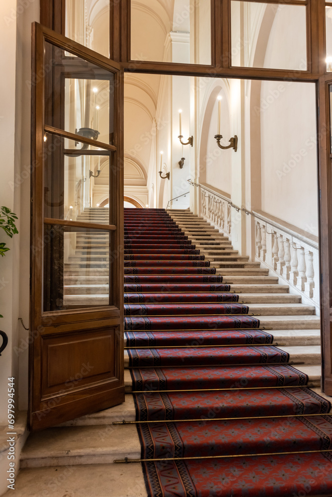 Fototapeta premium The Great Stairs In The The Quirinale Building, Seat Of The President of The Italian Republic