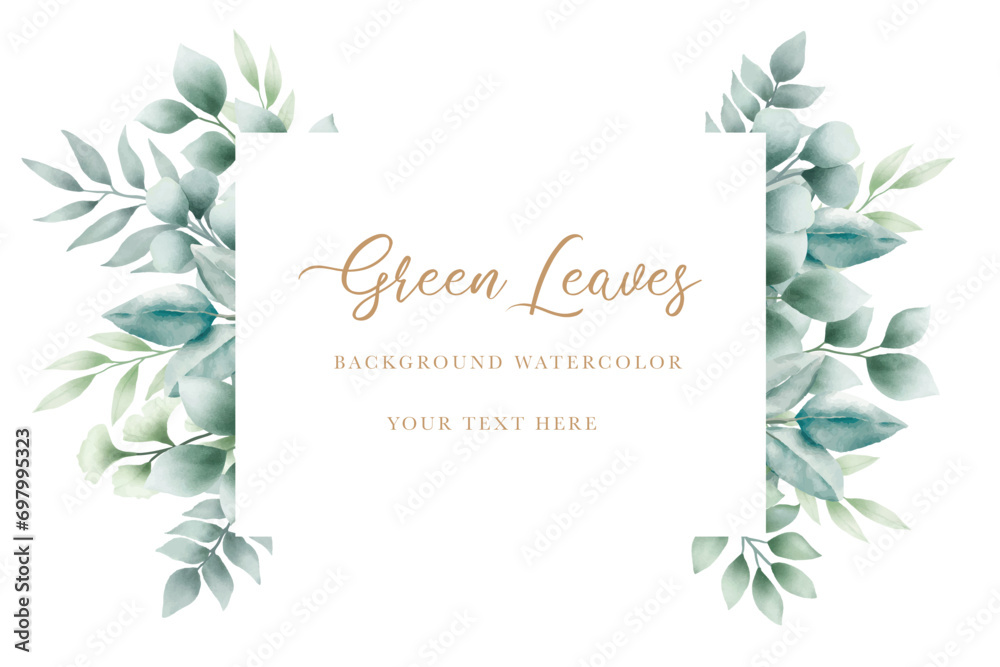 beautiful green leaves background watercolor 